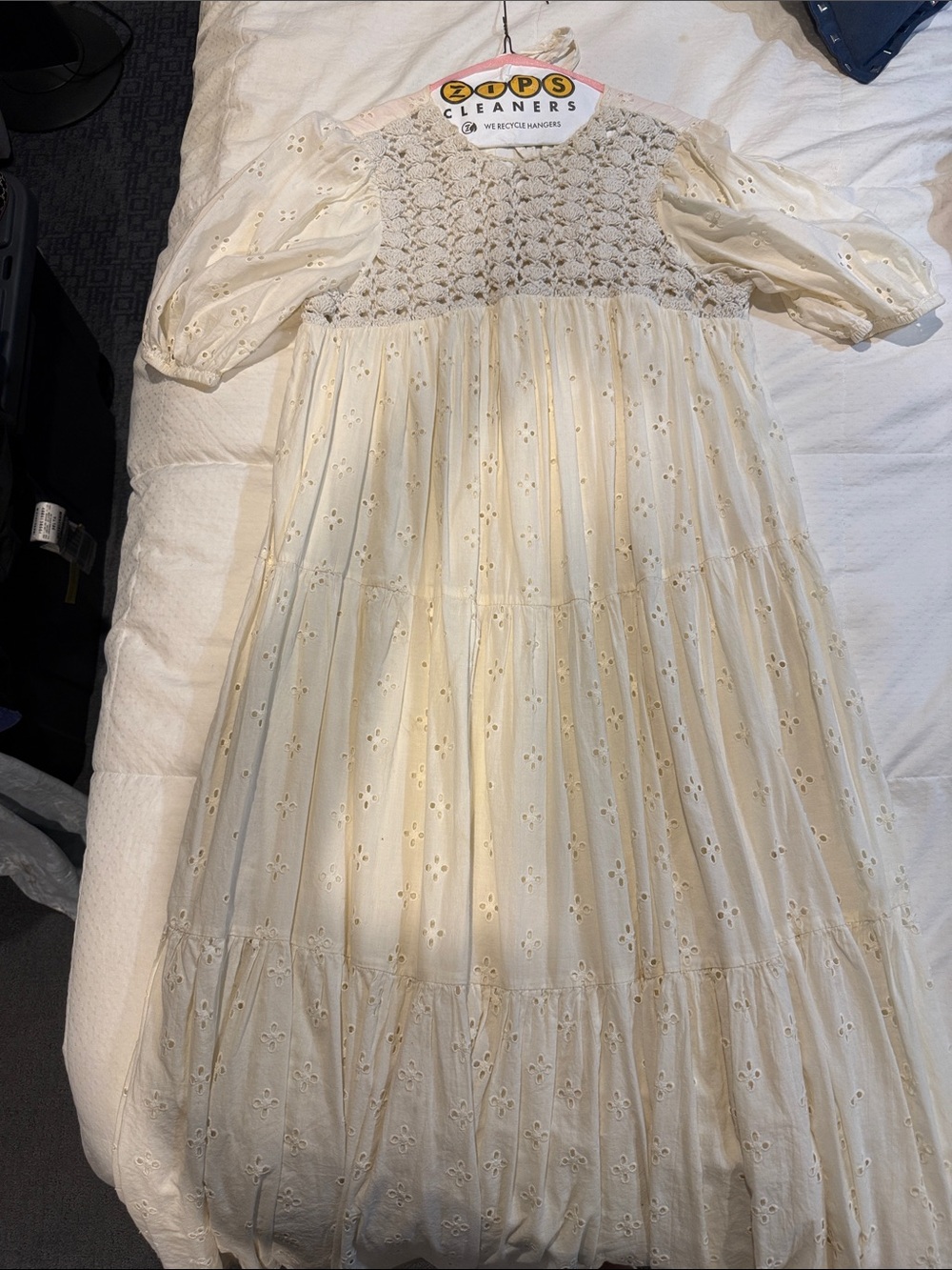Woman’s ASOS Cream Eyelet Smocked Bodice Dress